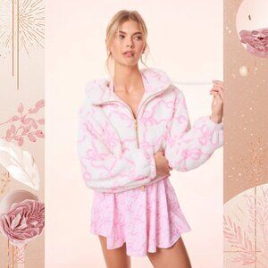 LOVESHACKFANCY Darcelle Bomber Jacket Pink Bow